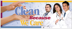 Clean Because We Care 3 x 10' Banner